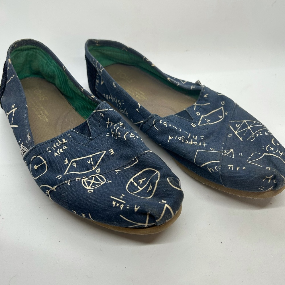 TOMS special edition Geometry/math design Navy Blue Size 7.5 Used